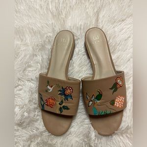 Alepel Bird Floral Beige Slide